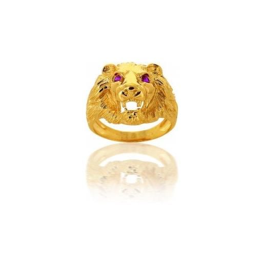 Avenuedubijou chevalier lion occhi rossi oro giallo 18 kt, in oro giallo 750/1000, 18, cod. 081316r-58