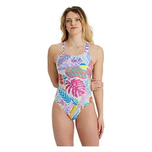 Arena swim pro back allover costume da bagno intero, donna, multicolore (white/multi), 42