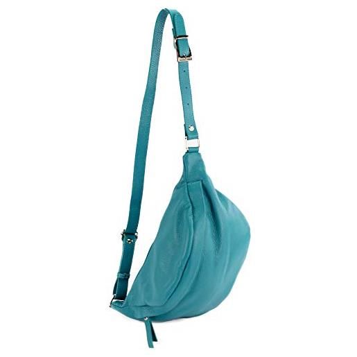 modamoda de - borsa italiana manuale/sera piccola in pelle t77, colore: turchese blu