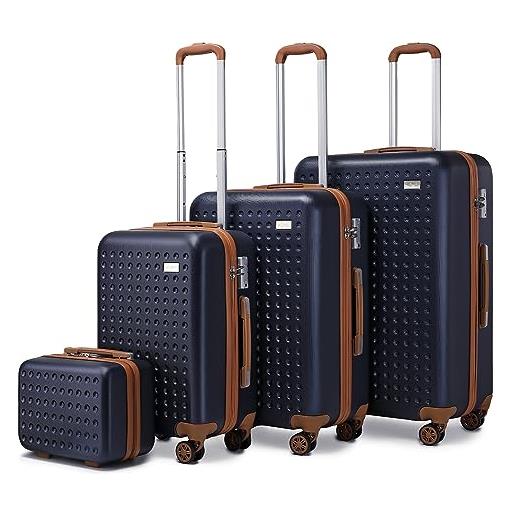 Kono set di 4 valigie rigida 31/55/67/76cm valigia bagaglio con tsa lucchetto e 4 ruote girevoli (marina militare)