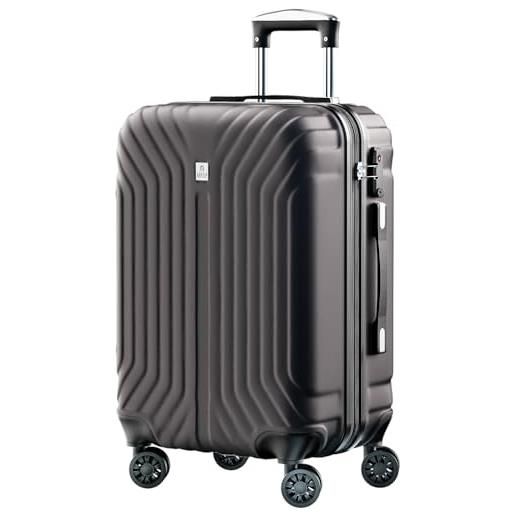 AnyZip valigia bagaglio a mano pc abs espandibile rigida e leggero con chiusura tsa e 4 ruote doppie girevol (grigio, m)