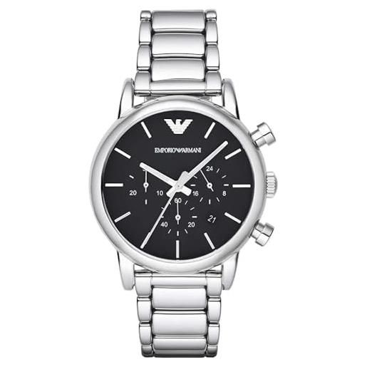 Emporio Armani orologio uomo, movimento cronografo al quarzo, cassa in acciaio inossidabile 41 mm con bracciale in acciaio inossidabile, ar1853