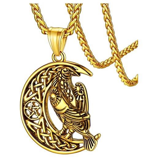 FaithHeart collana vichinga corvo vichingo vuoto 3d rune vichinghe hugin e munin amuleto nordico gioielli fortunati regali creativi personalizzati compleanno