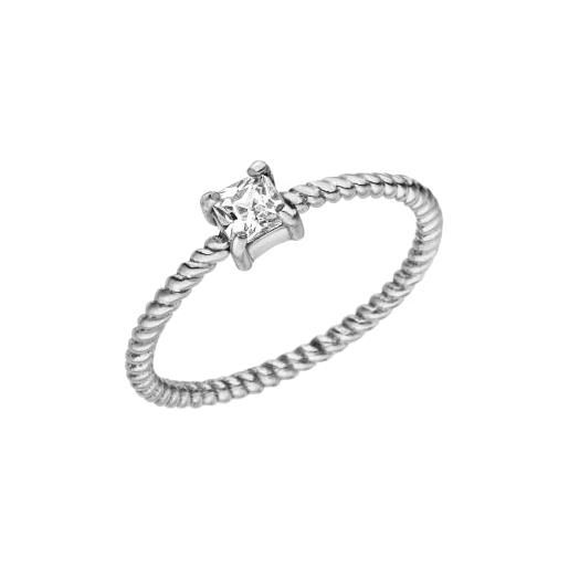 Purelei® anello precious fine (argento), anello da donna in acciaio inossidabile con pietra preziosa, anello intrecciato waterproof, taglia 54