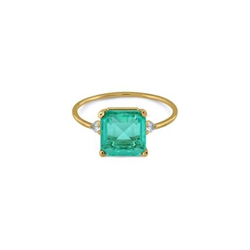 Bea Soldado anello artiglio al quarzo taglia 12 anello artiglio in oro giallo 9 k con quarzo verde 8 x 8 mm per donna, oro giallo 9k, quarzo verde