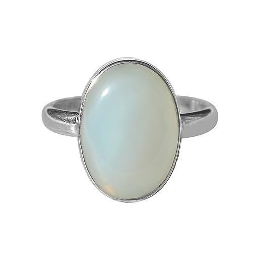 Meadows anello di calcedonio blu, anello in argento sterling 925, anello di pietra semplice, anello regalo fatto a mano taglia 7 usa