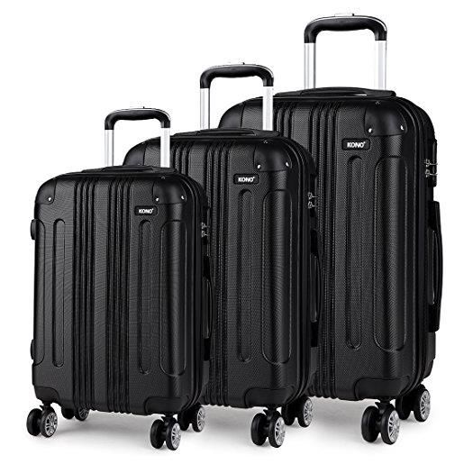 Kono set valigia rigide e leggera, set di 3 valigie (57cm, 65cm, 75cm) abs bagaglio con 4 ruote