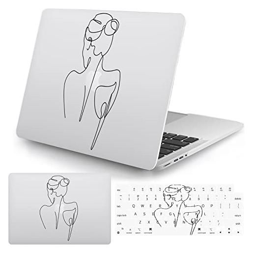 Vozehui cover compatibile con mac. Book pro 13 laptop case 2020 release m1 a2338/a2251/a2289 touch id, con motivo in marmo, custodia rigida in plastica protettiva e custodia per tastiera