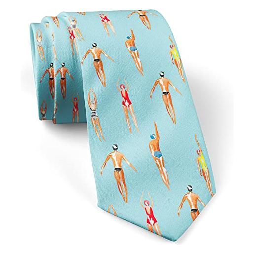 IKIKI-TECH cravatta sottile sottile alla moda per gli uomini, novità colloquiale cravatte (acquerello nuotatore uomo donna fidanzato), come mostrato, large