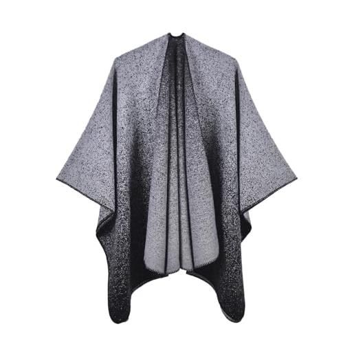 Buicare poncho da donna scialle in cashmere feeling mantello cardigan lavorato coperta calda per autunno inverno maglia sciarpa oversize (3# viola)