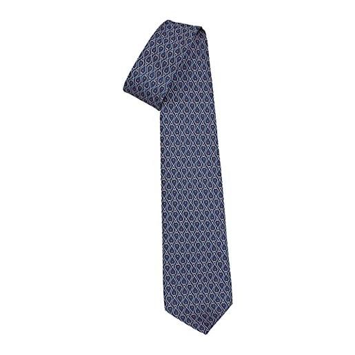 ESCLUSIVO ITALIANO - cravatta uomo sette pieghe in seta blu bosforo motivo pisa