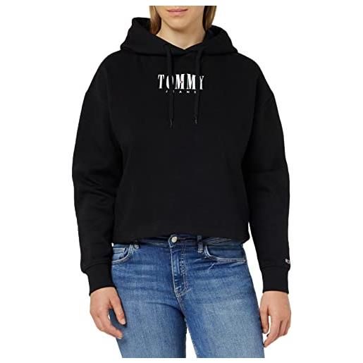 Tommy Jeans tjw rlxd essential logo 2 hoodie dw0dw14327 maglie pesanti, nero (black), l donna
