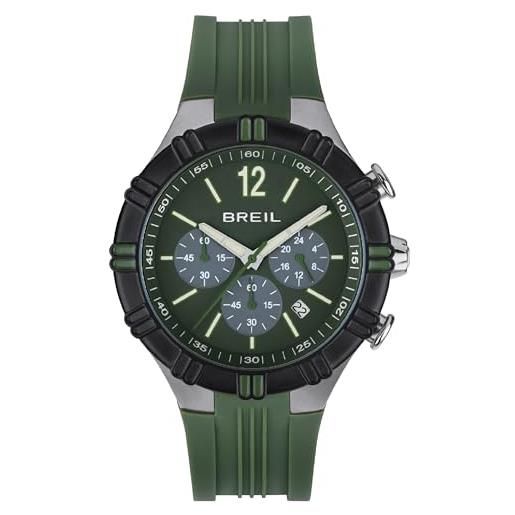 Breil orologio uomo b rise quadrante mono-colore verde movimento cronografo quarzo e cinturino poliuretano verde tw2003