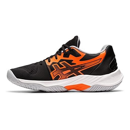 Asics gel-sky elite gs, indoor court shoe, black/shocking orange, 32.5 eu