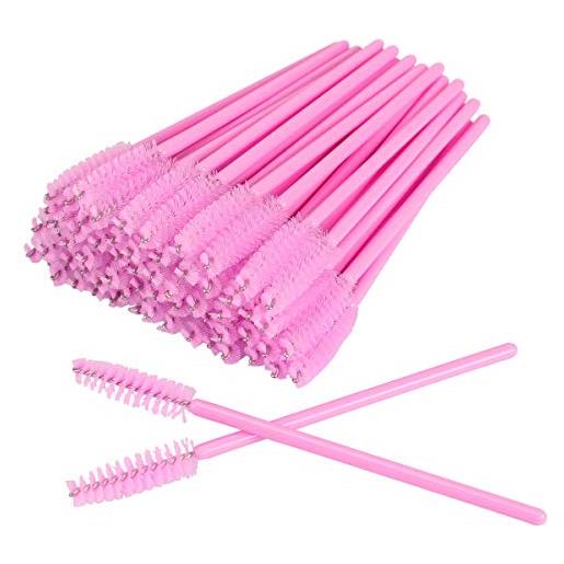 JASLY 50 pennelli usa e getta per ciglia mascara, bacchette per sopracciglia, applicatore cosmetico (nero-rosa)