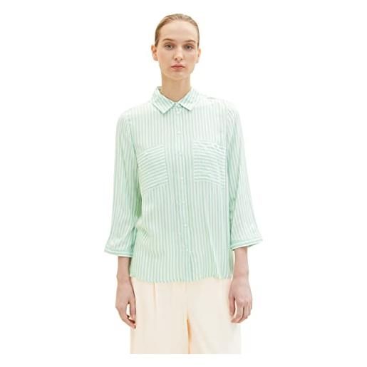 TOM TAILOR le signore camicetta 1035257, 31202 - green white stripe woven, 38