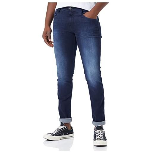 Replay jeans da uomo anbass slim fit con power stretch, blu (dark blue 007), 33w / 32l