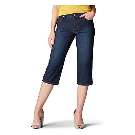 Lee pantaloni capri relaxed fit jeans, laguna blu, 48 it donna