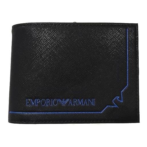 Emporio Armani portafogio uomo con portamonete y4r165 y731e 80001 nero scritta blu - cm. 12,3x9,6x1,6