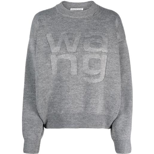 Alexander Wang maglione con logo goffrato - grigio