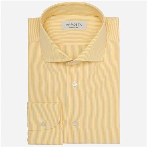 Apposta camicia righe giallo 100% puro cotone tela, collo stile collo francese aggiornato a punte corte