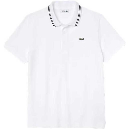 Lacoste sport contrast accent lightweight short sleeve polo shirt bianco s uomo