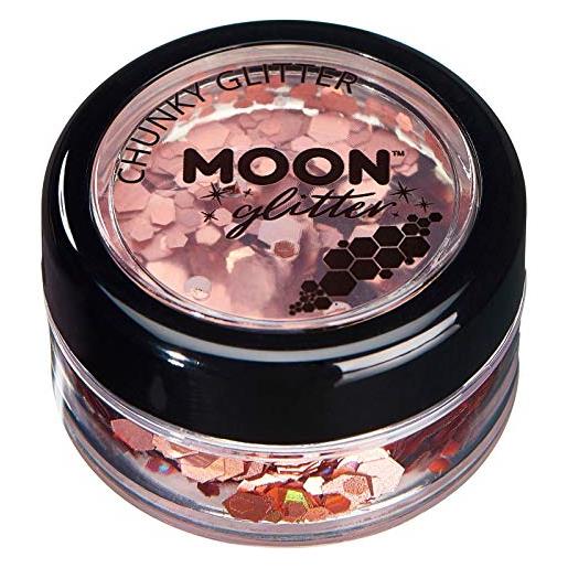 Moon Glitter glitter spesso olografico della Moon Glitter - 100% cosmetico per viso, corpo, unghie, capelli e labbra - 3gr - oro rosato