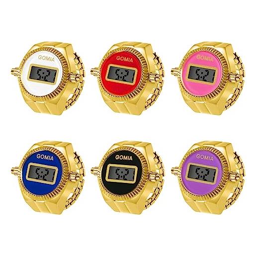JewelryWe orologio al quarzo da dito, orologio digitale da uomo donna, orologio semplice ad anello con calendario cronometro, orologio piccolo con cinturino elastico, colore da scelta