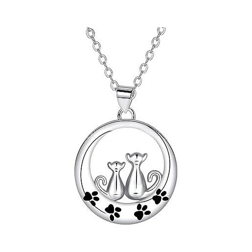Yinsen collana donna argento 925 collana gatto con scatola regalo-regali per donne amanti dei gatto