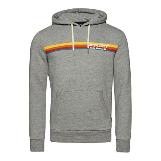 Superdry vintage venue hood maglia di tuta, athletic grey marl, s uomo