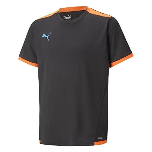 PUMA teamliga jersey jr, maglia da calcio unisex-bambini e ragazzi, nero-ultra arancione, 164