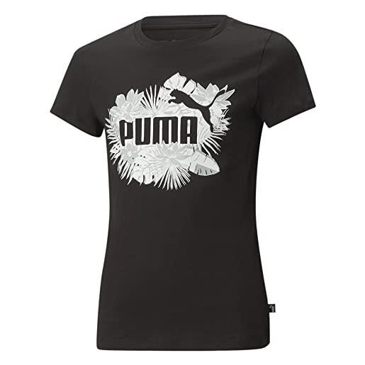 PUMA ess+ flower power tee g, maglietta bambina, black, 164