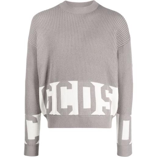 Gcds maglione girocollo con logo - grigio