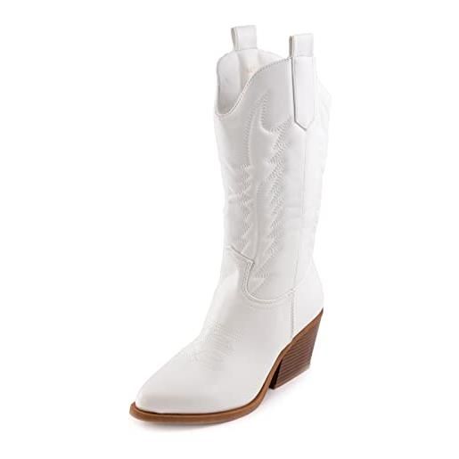 Toocool stivali donna texani cowboy western camperos scarpe boots y02 [41, bianco]