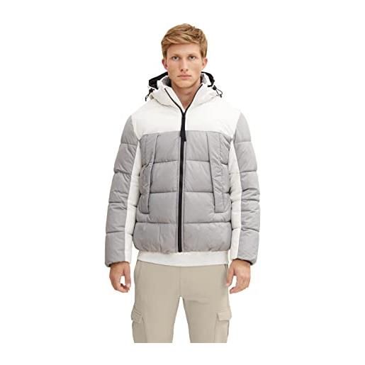 TOM TAILOR Denim giacca con cappuccio rimovibile, uomo, grigio (explicit grey 10921), xl
