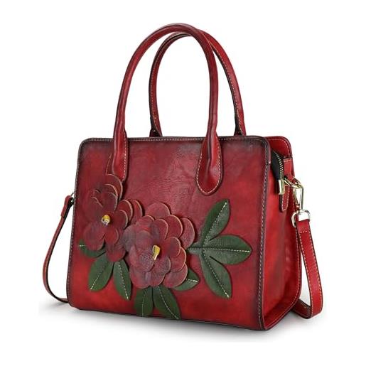 LETEULO borsa a mano da donna, borsa a tracolla rimovibile, in pelle, impermeabile, per shopper viaggi, borsa da lavoro, colore: rosso. 