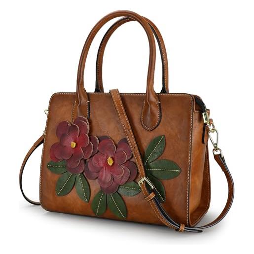 LETEULO borsa a mano da donna, borsa a tracolla rimovibile, in pelle, impermeabile, per shopper viaggi, borsa da lavoro, marrone. 