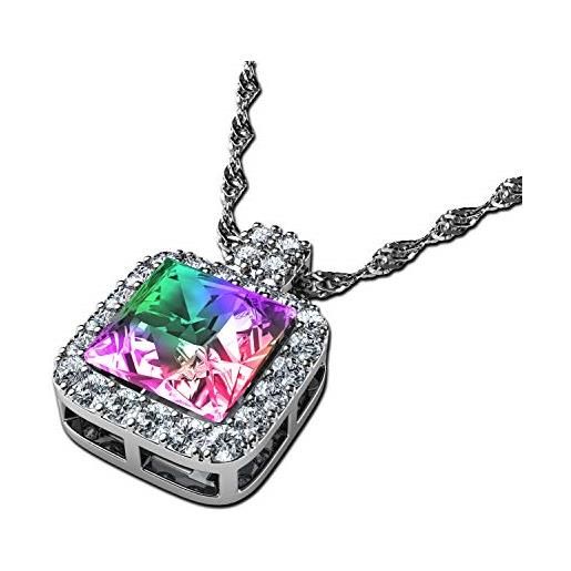 Dephini - aurore boreale cristalli sw | collana argento donna 925 con zirconi cristalli | piazza arcobaleno gioielli regali per donne