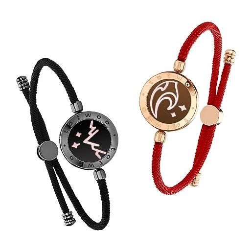 TOTWOO braccialetti tattili a distanza per coppie light up&vibrate regali di amicizia a lunga distanza braccialetti smart bluetooth che collegano i gioielli