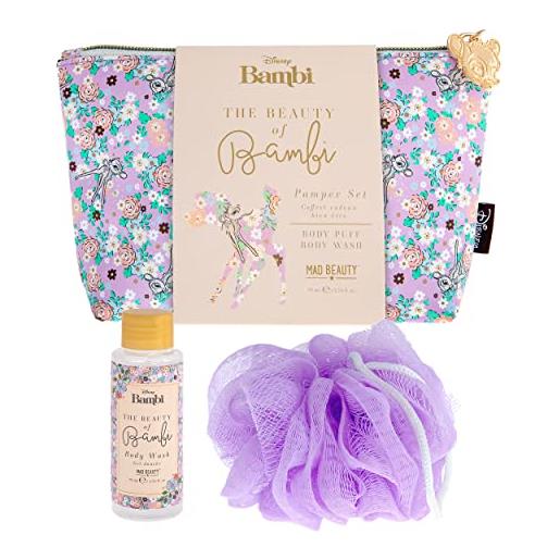 Mad beauty disney bambi - set regalo con borsa cosmetica, gel doccia e spugna, borsa floreale con cervo profumo: wildflower