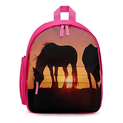 LafalPer zaino stampato per ragazze piccola borsa scuola per bambini zaino scolastico leggero per asilo elementare cavalli al tramonto