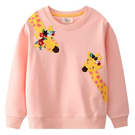 Mrkeung felpe per ragazze felpe maniche lunghe giraffa t-shirt felpe casual cotone girocollo top per ragazze-rosa 6t