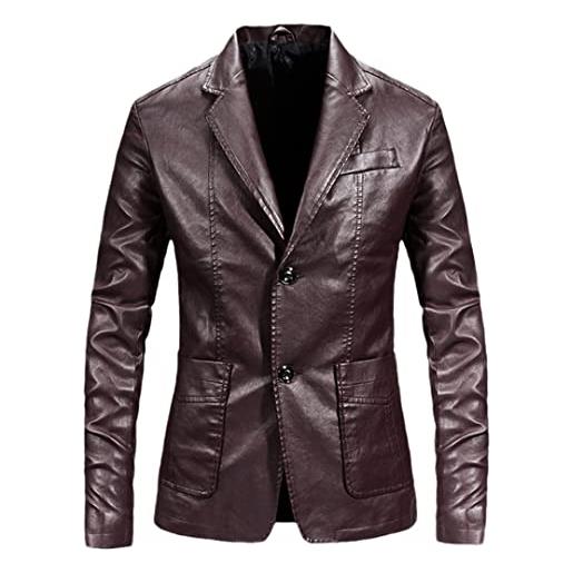 Kanpcelns uomini pu giacca in pelle blazer cappotti primavera autunno business blazer giacche in pelle, vino rosso, xxxxxl