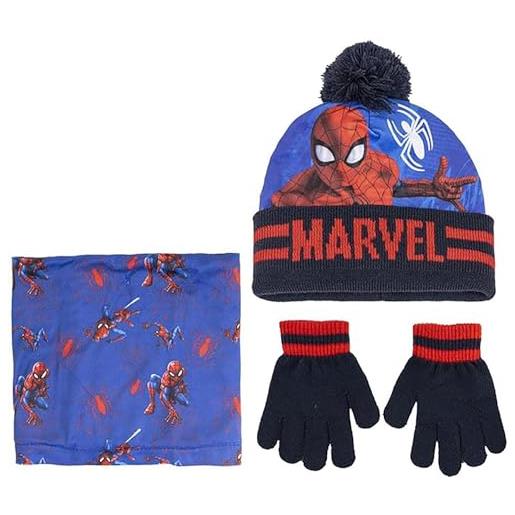 super eroi cappello + sciarpa + guantini spiderman bambino inverno 2022 (blu)