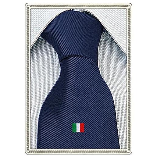 Manuel Balestra cravatta in seta con bandiera italiana ricamata