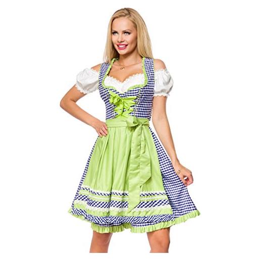 Dirndline tradizionale dirndl a quadri vestito per occasioni speciali, blu/verde/bianco, xxl donna