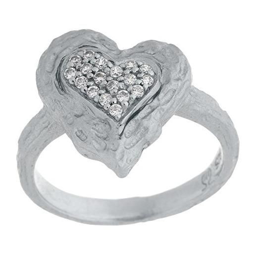 Orphelia argento 925 damen-anello rodiato satinato bianco zirconia taglio brillante misura 56 (17,8) - zr-7082/56