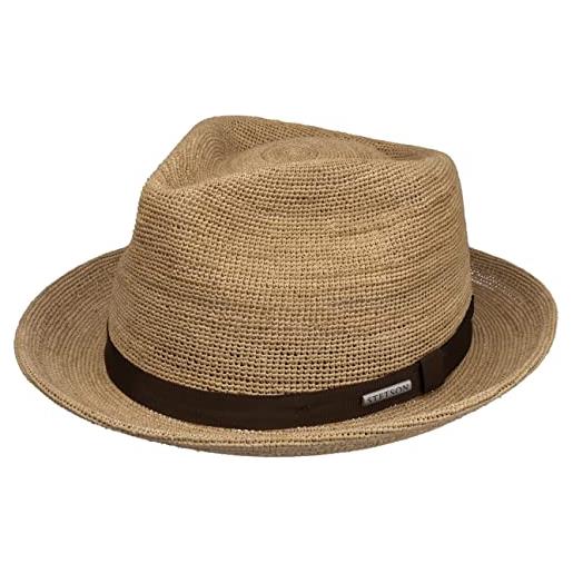 Stetson cappello in rafia sondova crochet donna/uomo - estivo di paglia da sole con nastro grosgrain primavera/estate - l (58-59 cm) natura
