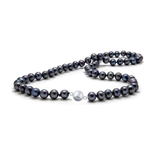 TreasureBay elegante collana di perle d'acqua dolce nera naturale di grado aa 8-9 mm da donna, presentata in una bella confezione regalo per gioielli, perla, perla