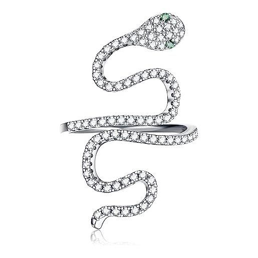 Milacolato anello a serpente con cz aaa in argento 925 anello aperto e regolabile anello impilabile placcato in oro bianco gioielli da donna
